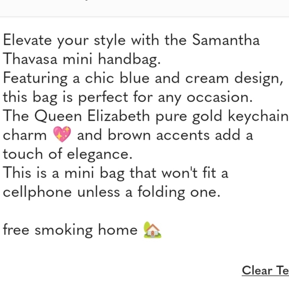 Samantha Thavasa Navy Blue Cream Mini Top-Handle Bag with Brown Handles - Picture 16 of 16